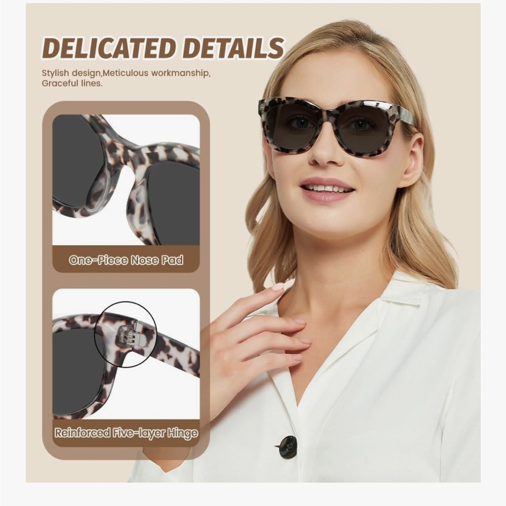 JiSoo Oversized Reading Glasses for Women, 2.0 Magnification - Picture 5 of 6